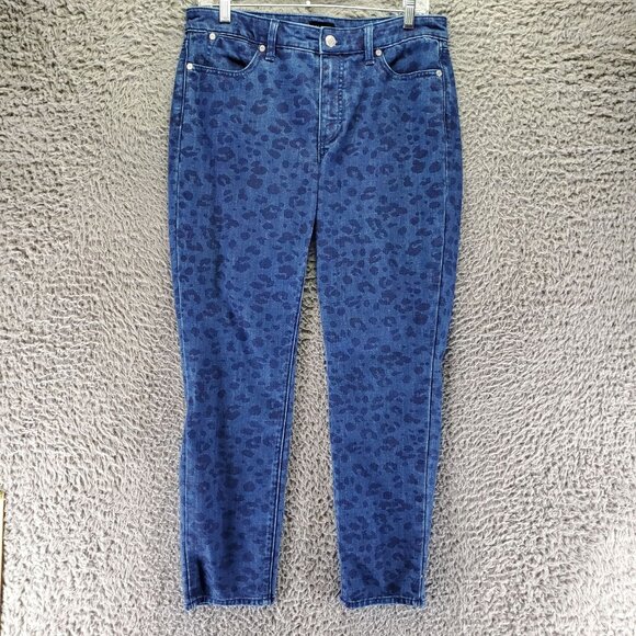 Talbots Jeans Womens Size 6 Blue Leopard Slim Ankle Cotton Blend - Picture 1 of 10